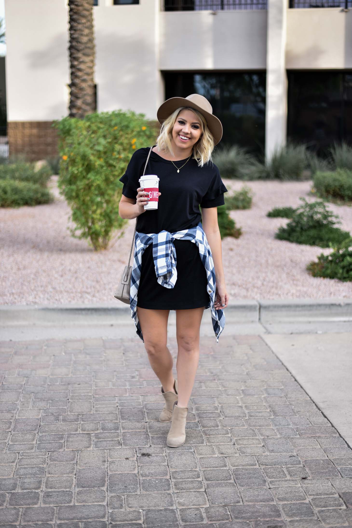 T shirt dress with flannel around waist sale