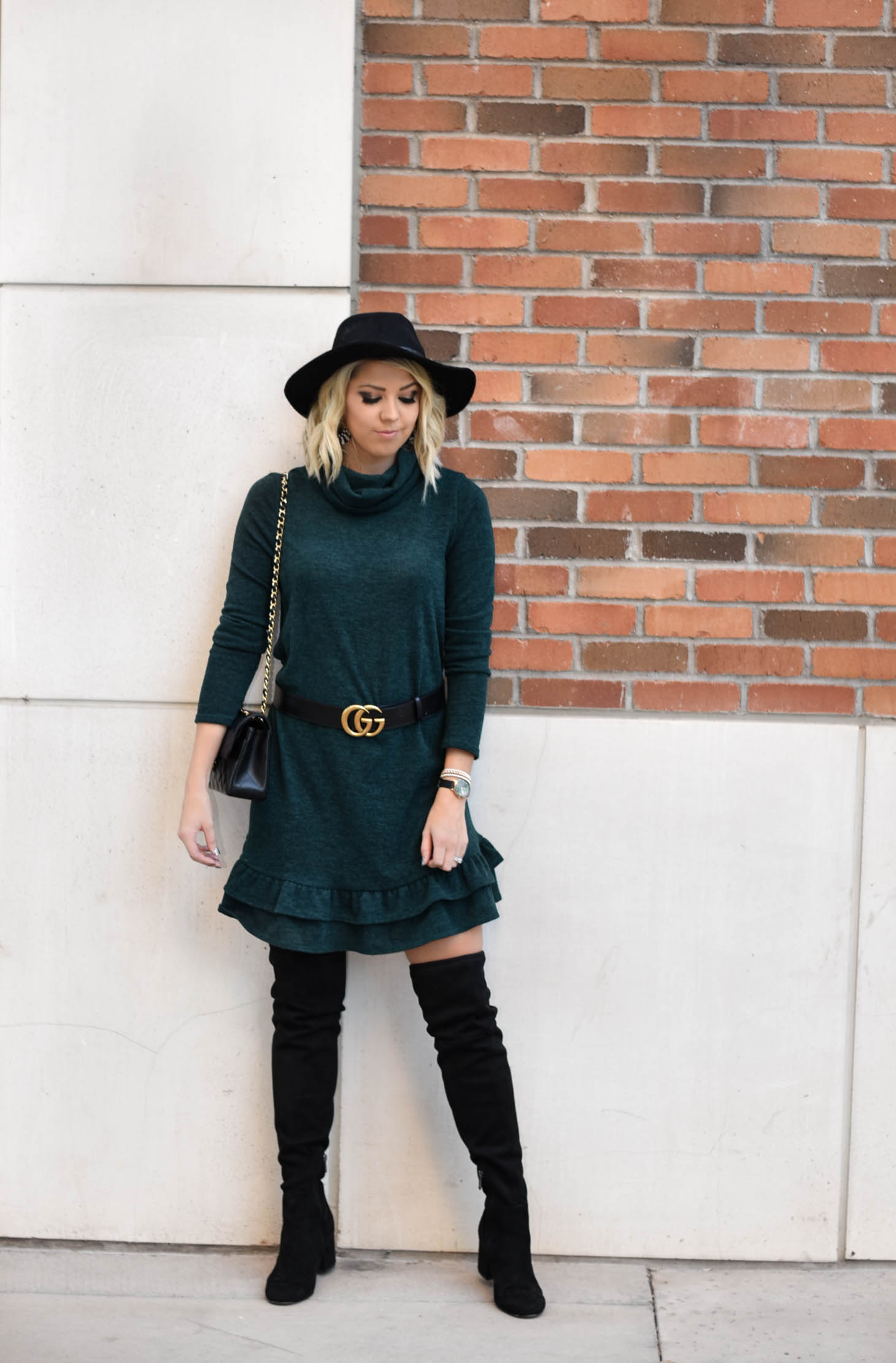 Erin Elizabeth of Wink and a Twirl Wearing Bella Rose Boutique Sweater Dress