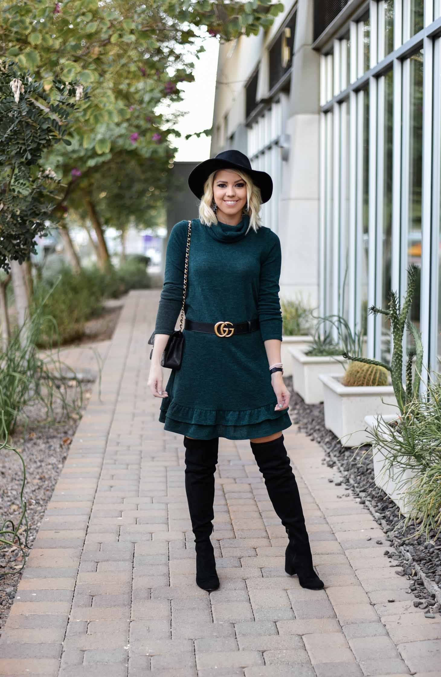 Erin Elizabeth of Wink and a Twirl Wearing Bella Rose Boutique Sweater Dress