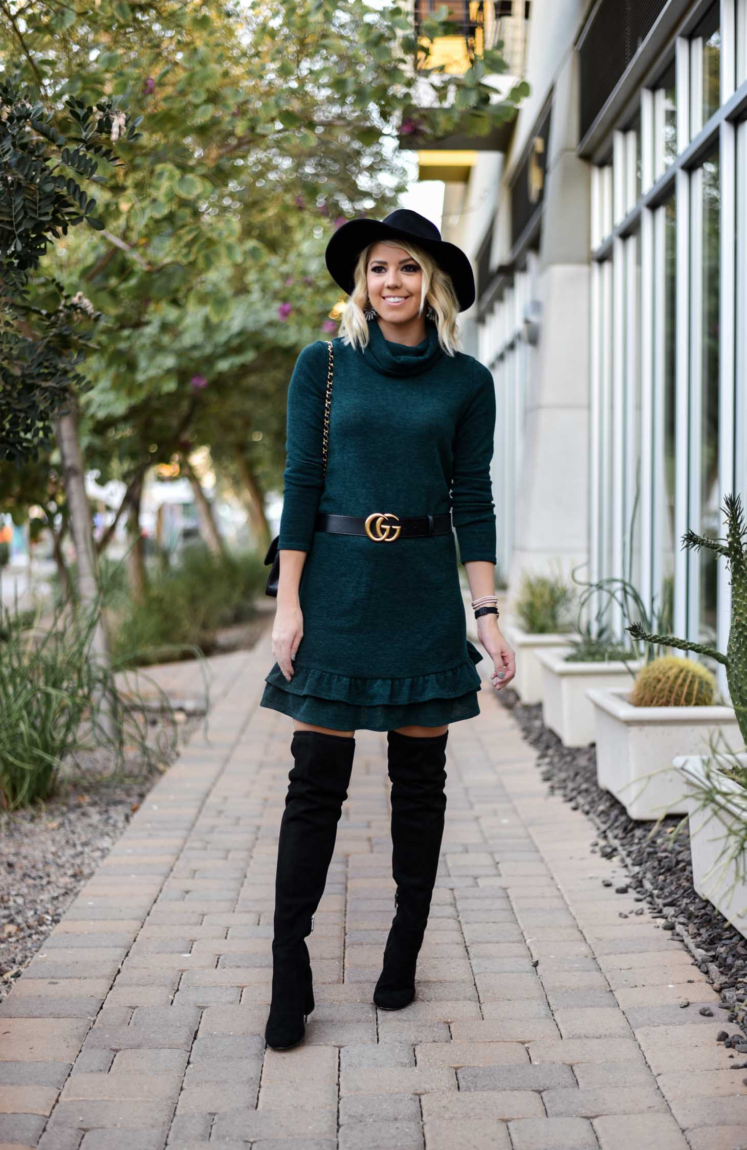 Erin Elizabeth of Wink and a Twirl Wearing Bella Rose Boutique Sweater Dress