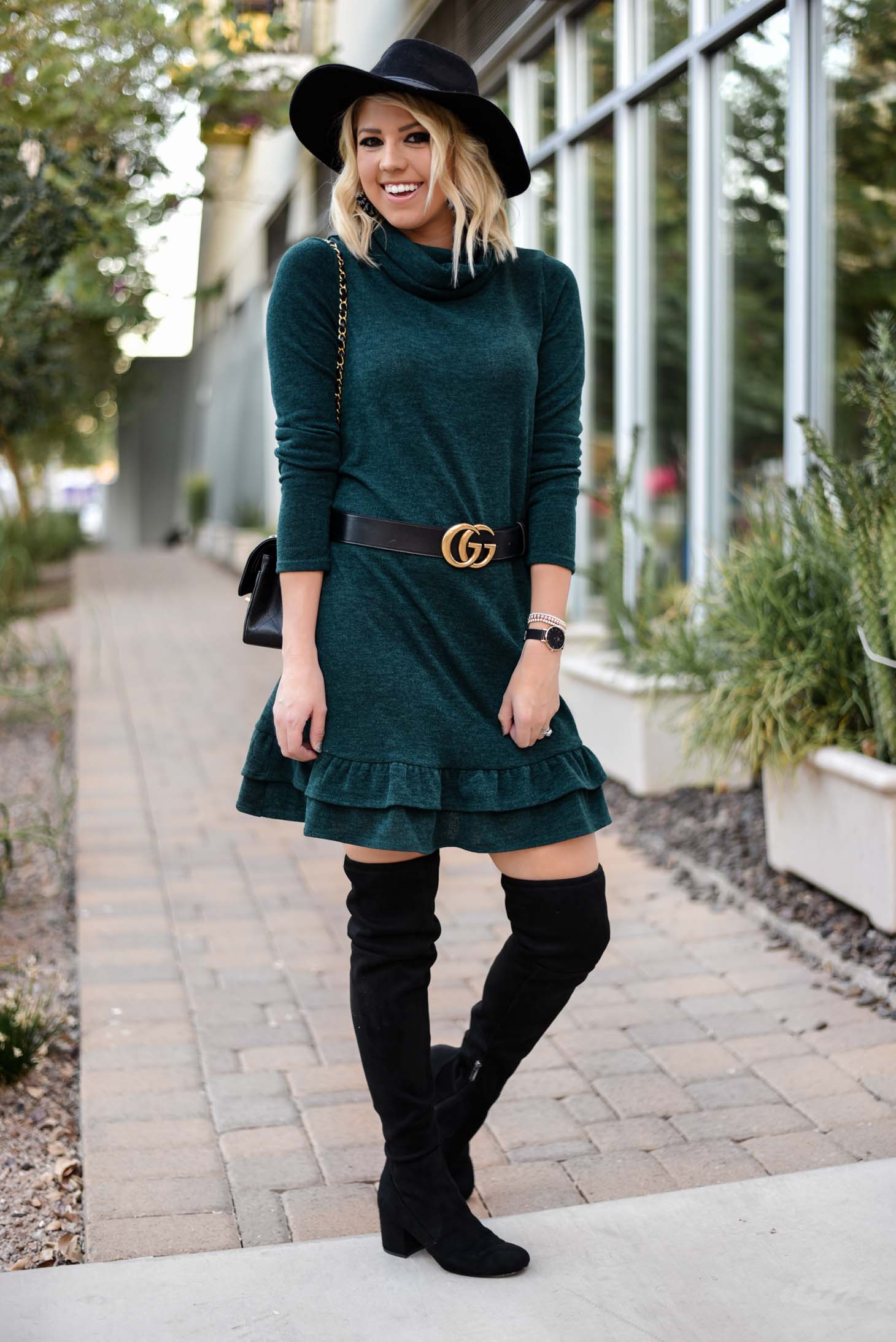 Erin Elizabeth of Wink and a Twirl Wearing Bella Rose Boutique Sweater Dress