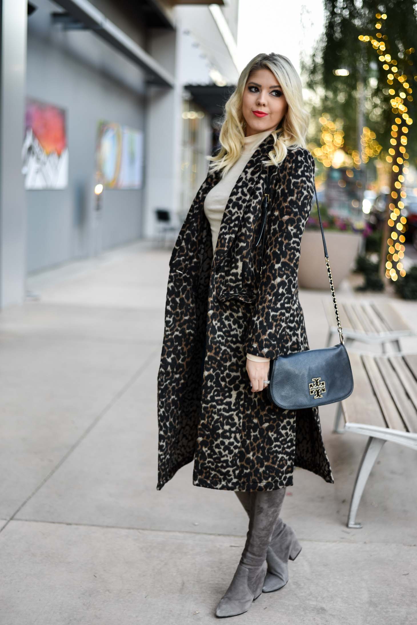 Erin Elizabeth of Wink and a Twirl in Nordstrom Leith Leopard Coat