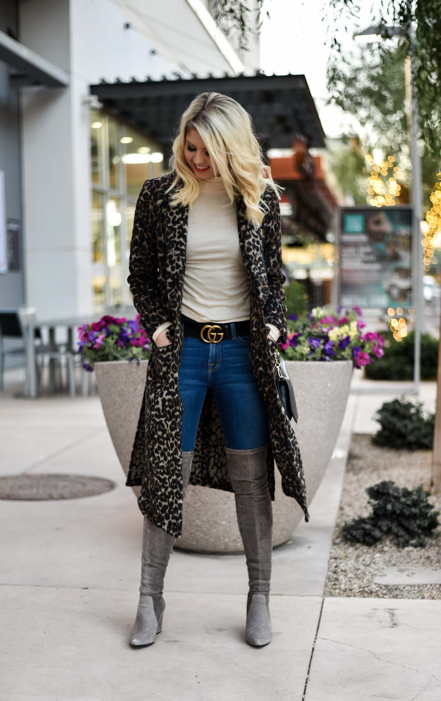 Erin Elizabeth of Wink and a Twirl in Nordstrom Leith Leopard Coat