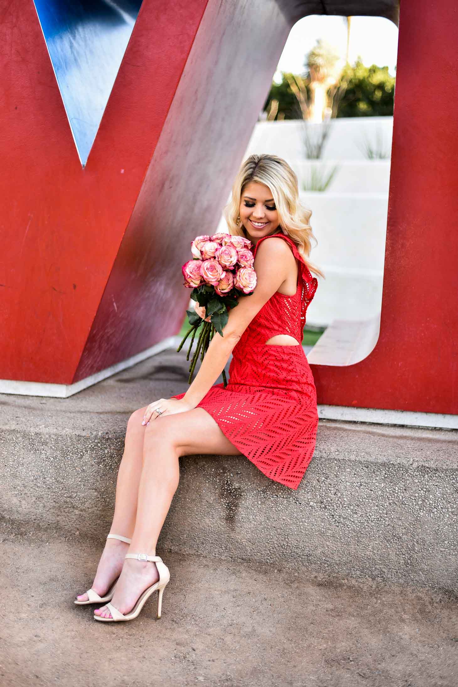 Erin Elizabeth of Wink and a Twirl in Red Dress For Valentine's Day