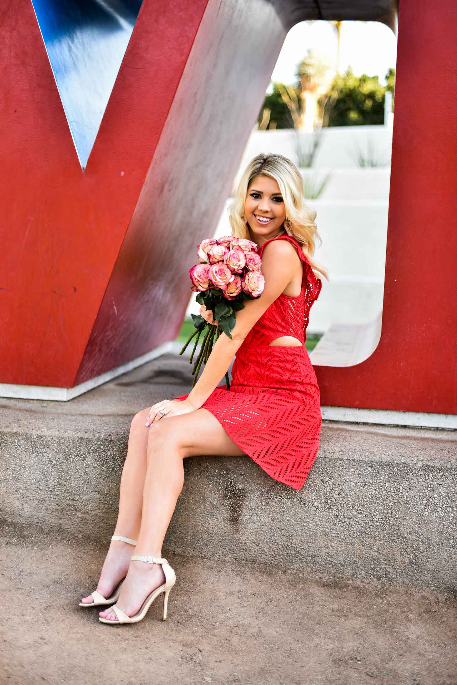 Erin Elizabeth of Wink and a Twirl in Red Dress For Valentine's Day