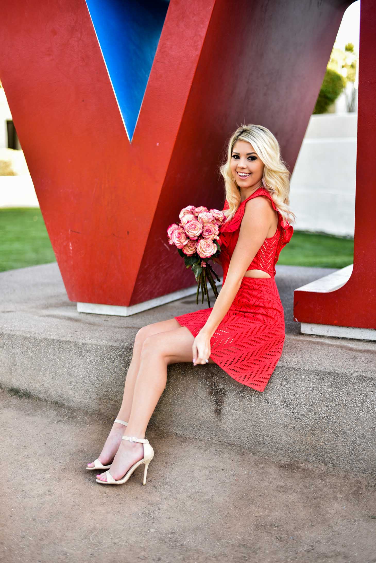 Erin Elizabeth of Wink and a Twirl in Red Dress For Valentine's Day