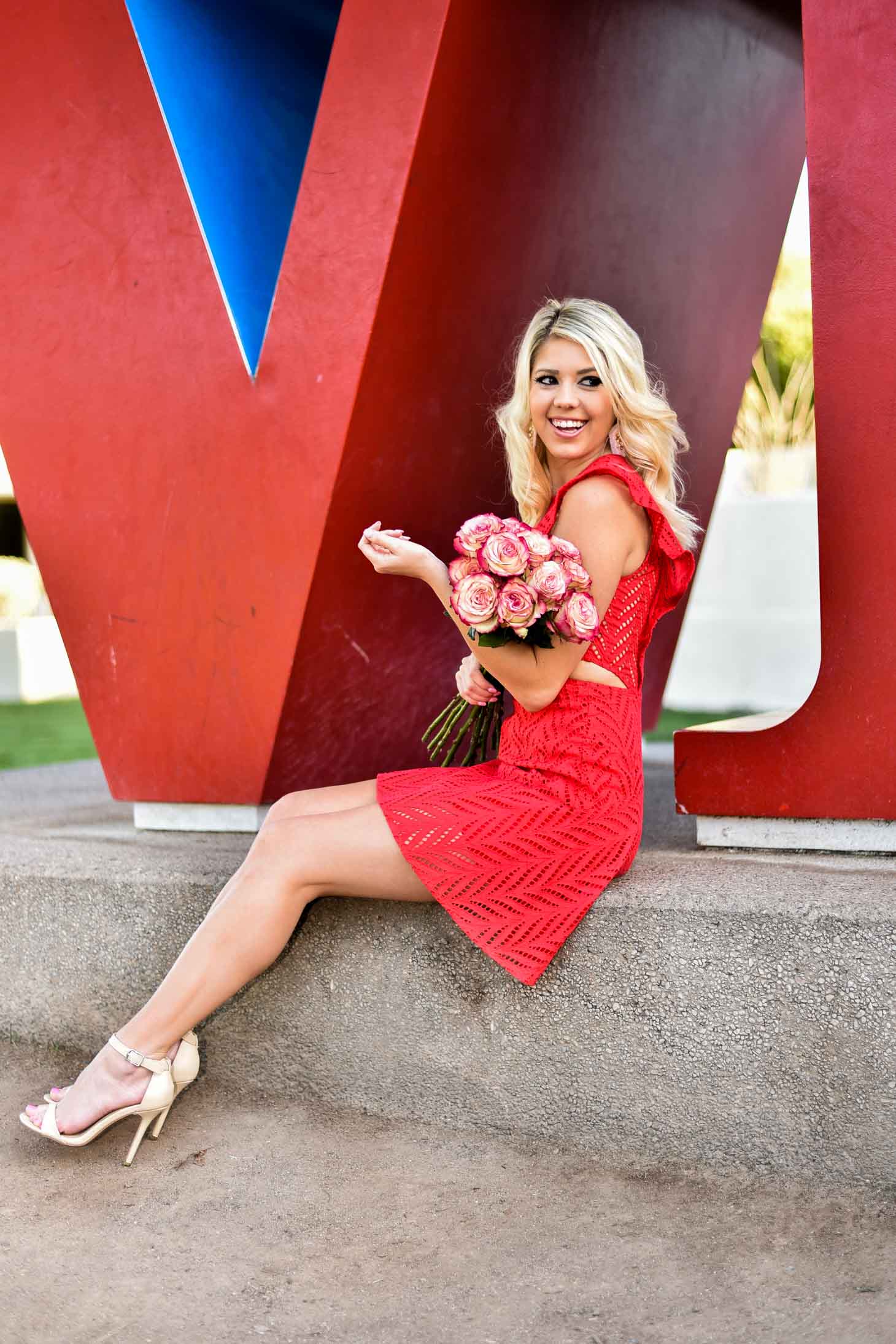 Erin Elizabeth of Wink and a Twirl in Red Dress For Valentine's Day