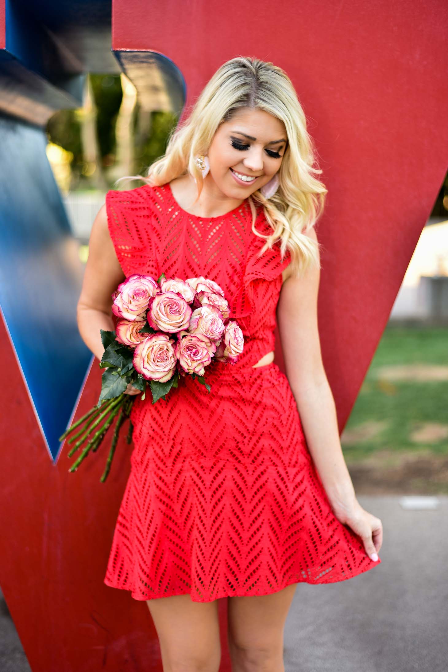 Erin Elizabeth of Wink and a Twirl in Red Dress For Valentine's Day