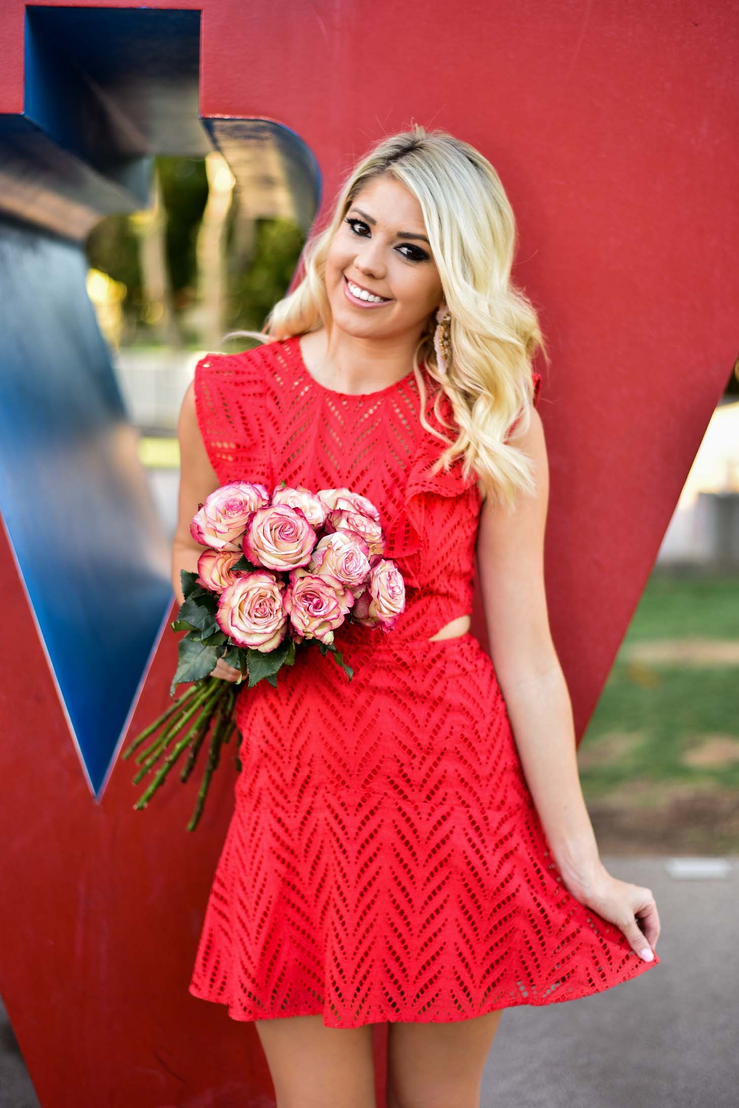 Erin Elizabeth of Wink and a Twirl in Red Dress For Valentine's Day