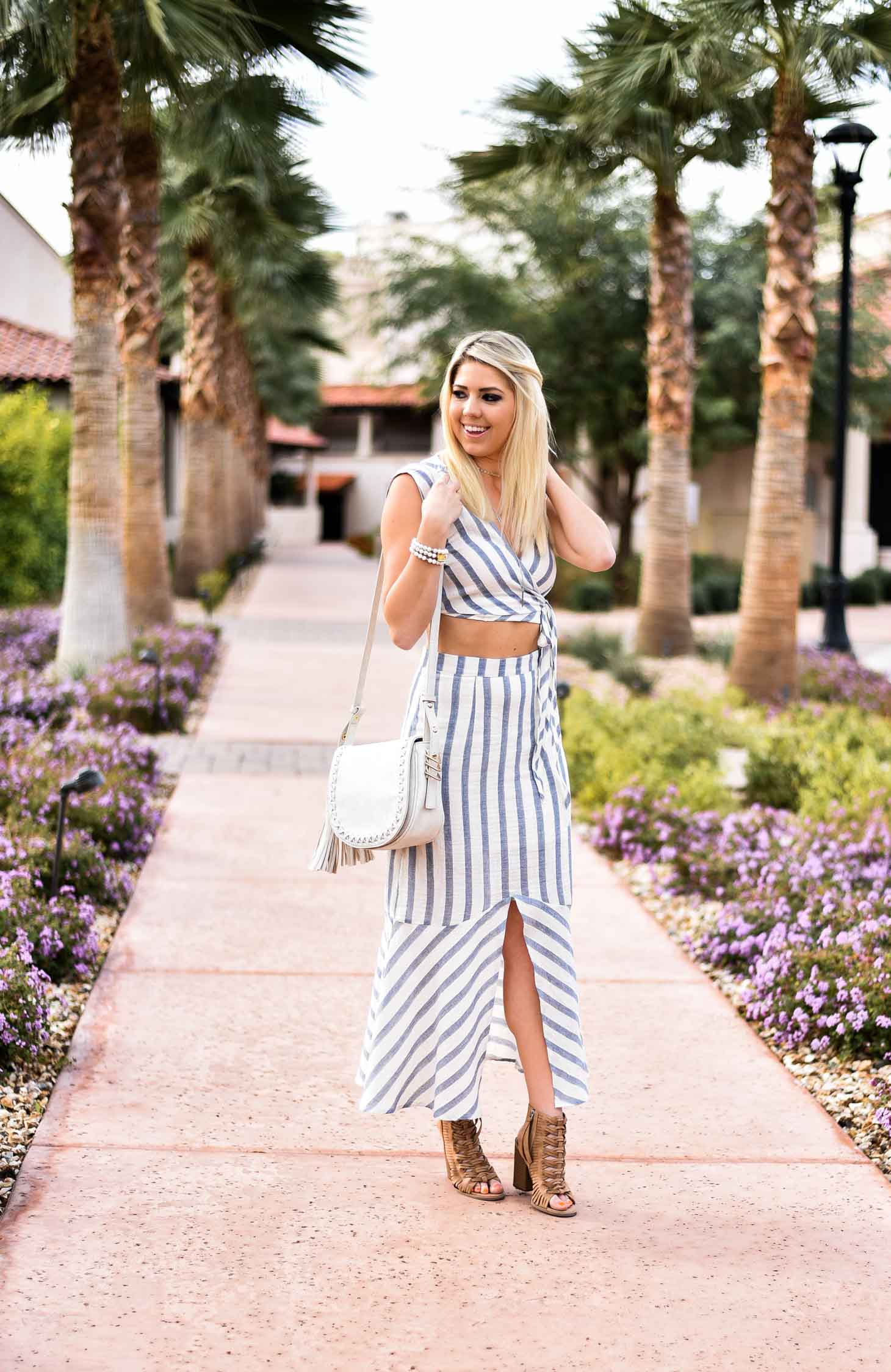 Erin Elizabeth of Wink and a Twirl in this 3 Jems Boutique Spring Striped Look