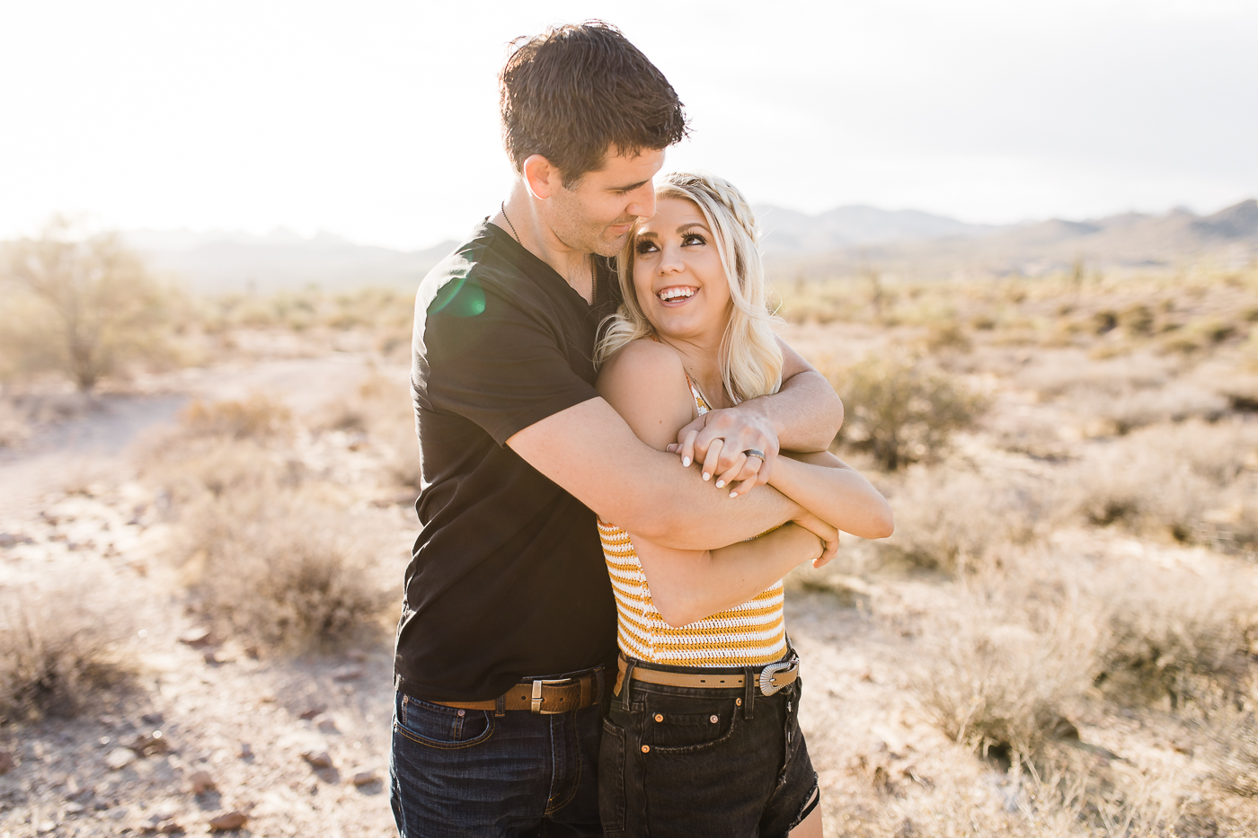 Erin Elizabeth of Wink and a Twirl and Hubby Photoshoot with Megan Lee of Megan Lee Photography in Arizona Desert Photoshoot