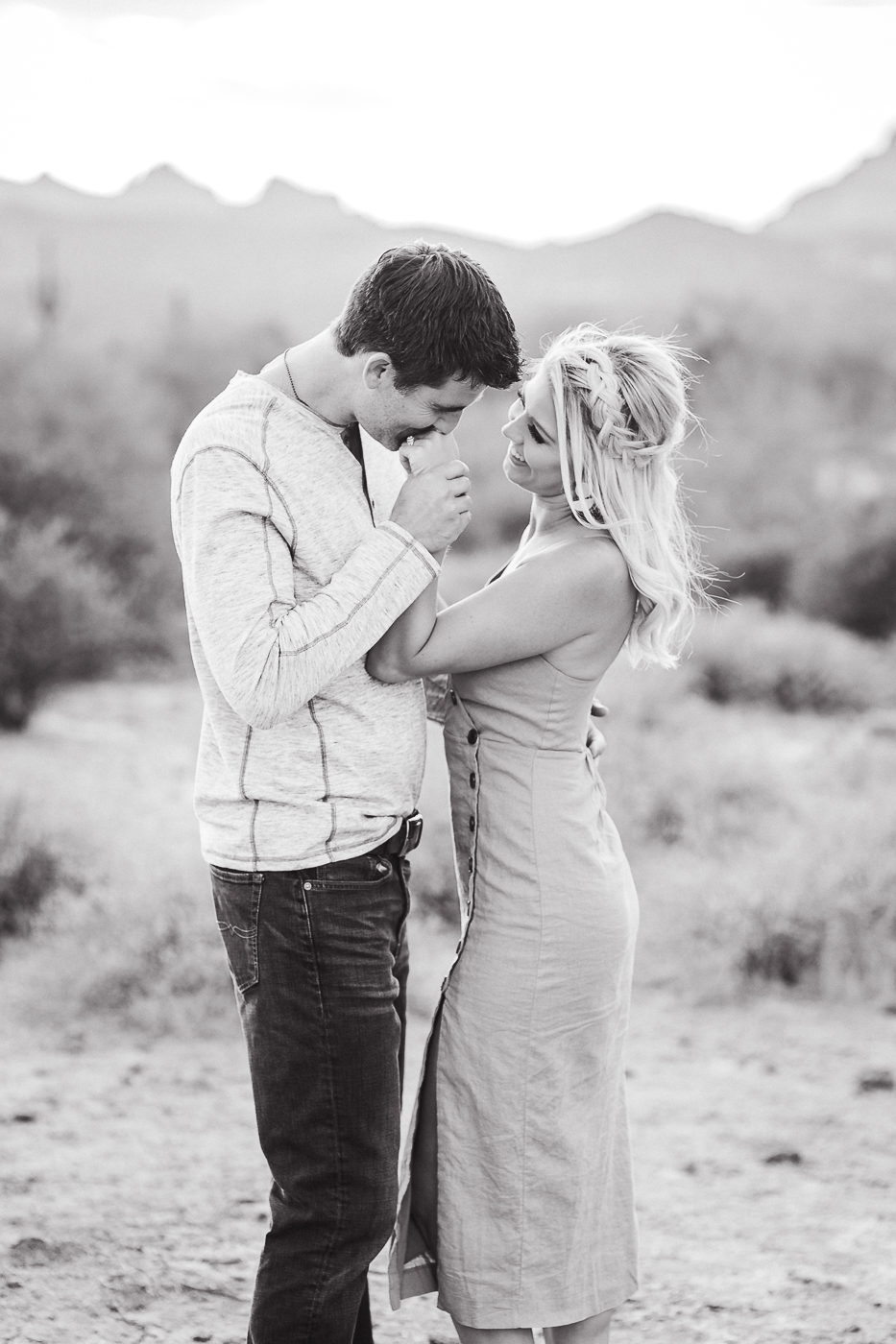 Erin Elizabeth of Wink and a Twirl and Hubby Photoshoot with Megan Lee of Megan Lee Photography in Arizona Desert Photoshoot