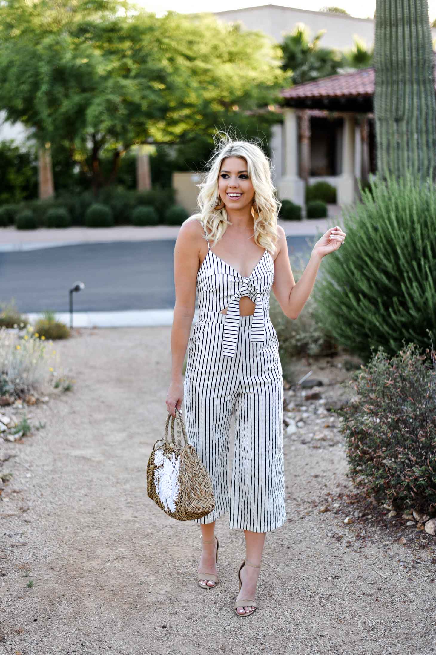 The Most Fab Pinstriped Jumpsuit - Wink and a Twirl