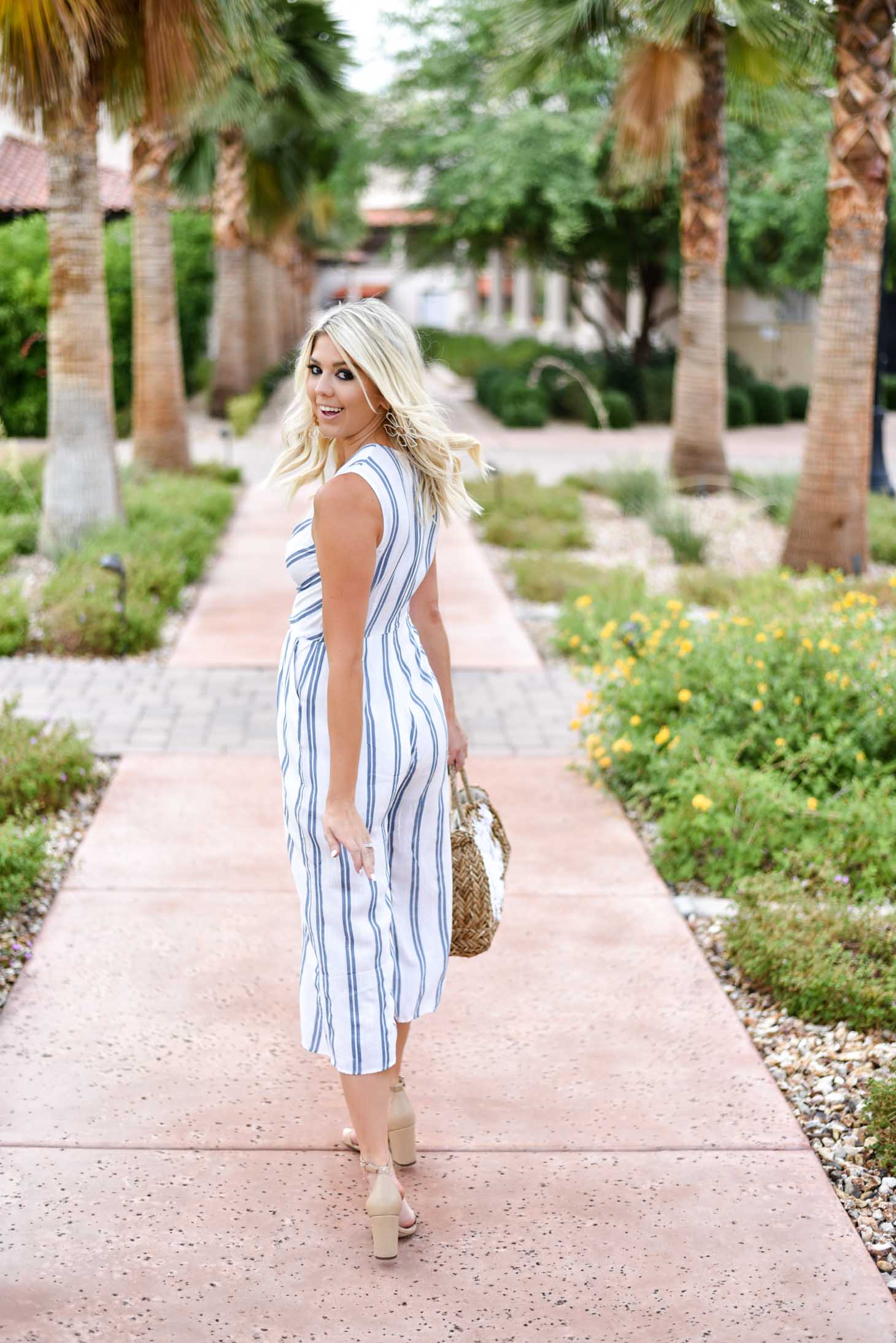 Erin Elizabeth of Wink and a Twirl shares this Vici Dolls striped jumpsuit