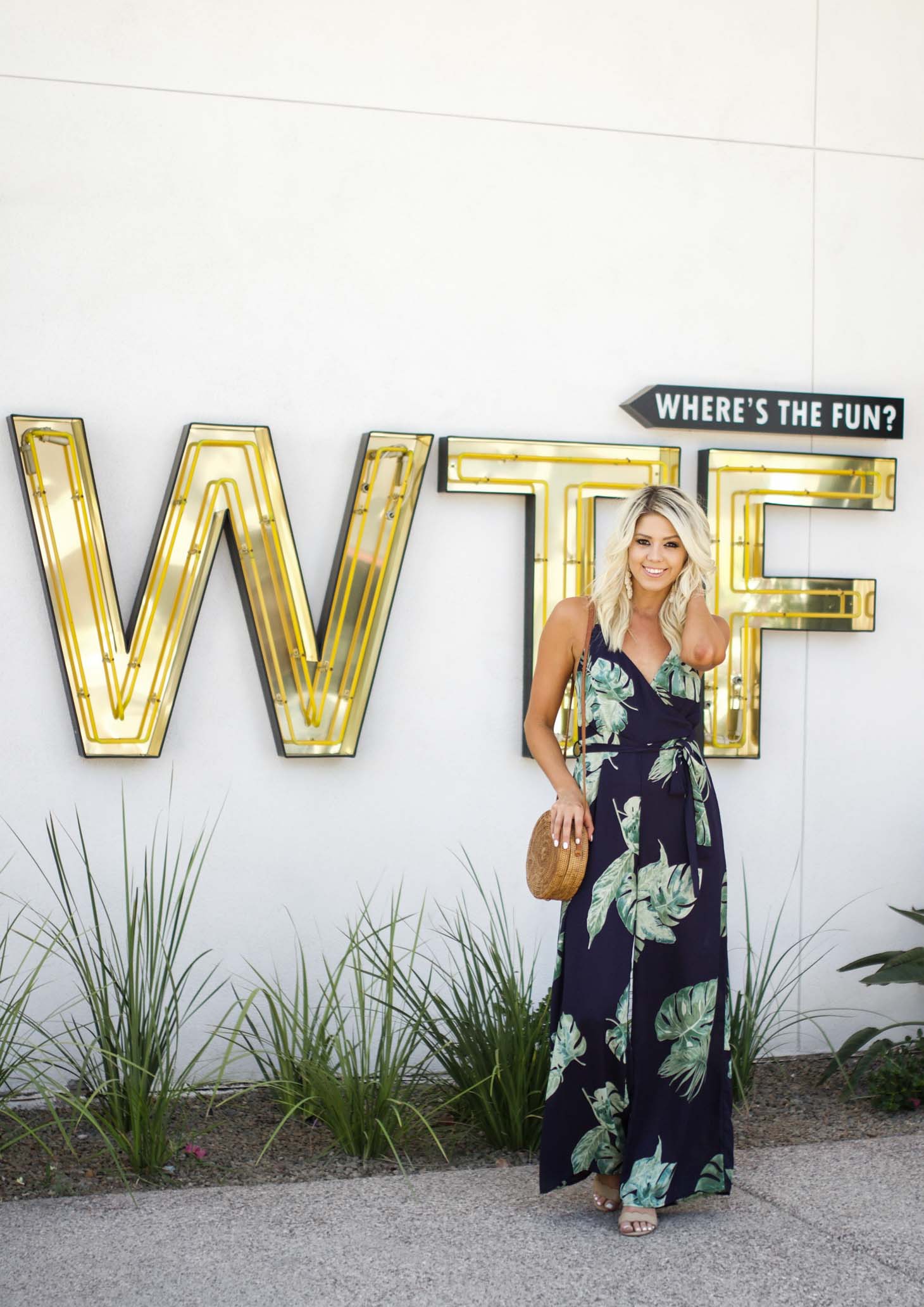 Erin Elizabeth of Wink and a Twirl shares the cutest Vici Dolls palm print jumpsuit for your next vacay!