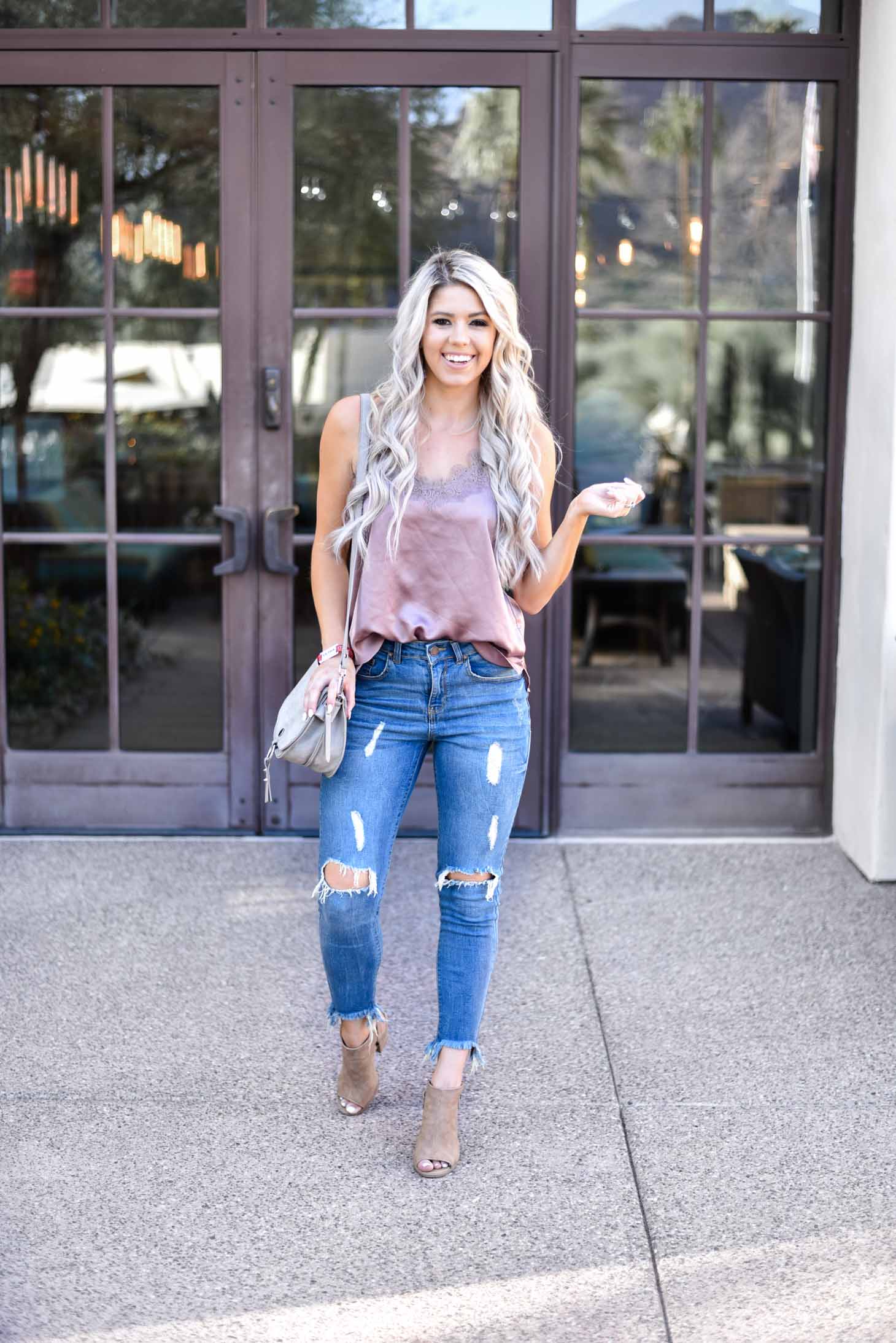 Erin Elizabeth of Wink and a Twirl shares the must have cami to wear with jeans this Fall from Pink Lily Boutique