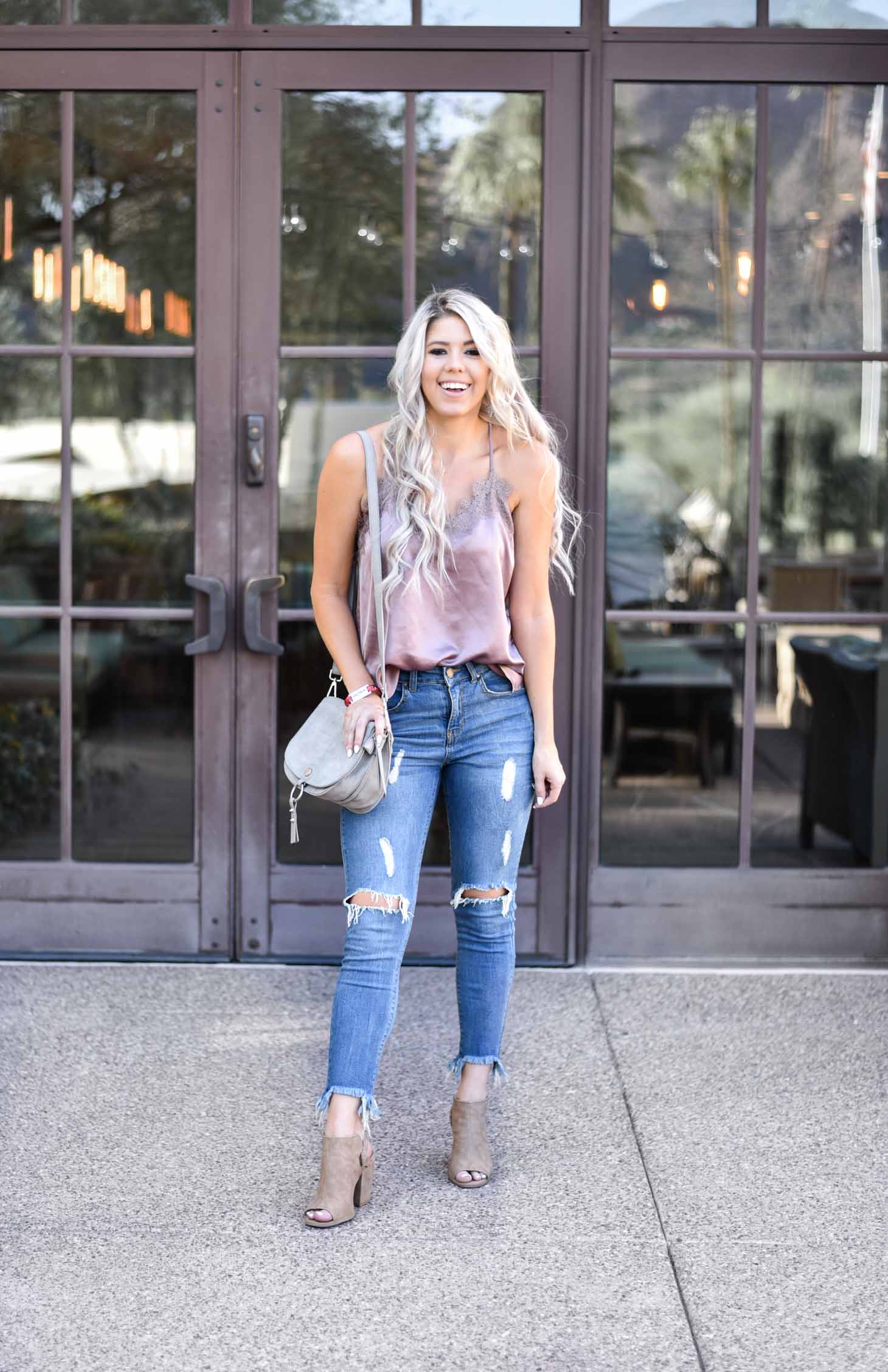 Erin Elizabeth of Wink and a Twirl shares the must have cami to wear with jeans this Fall from Pink Lily Boutique