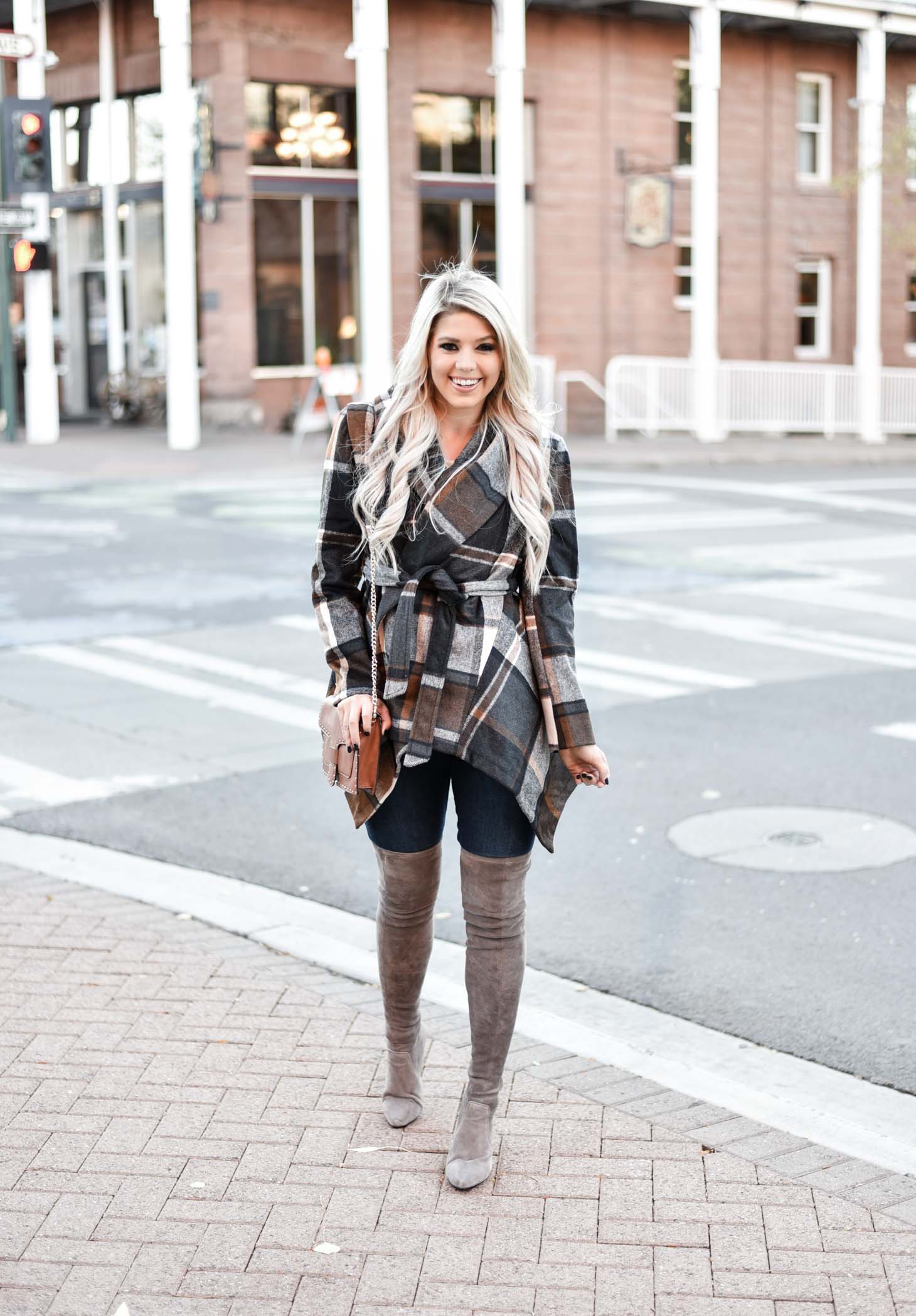 Erin Elizabeth of Wink and a Twirl shares the cutest plaid coat from Chicwish