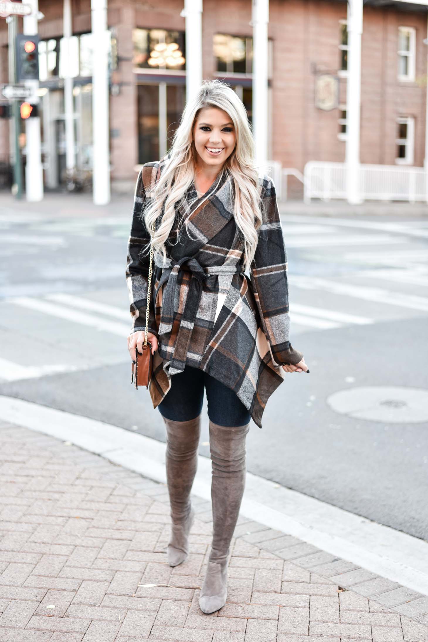 Erin Elizabeth of Wink and a Twirl shares the cutest plaid coat from Chicwish