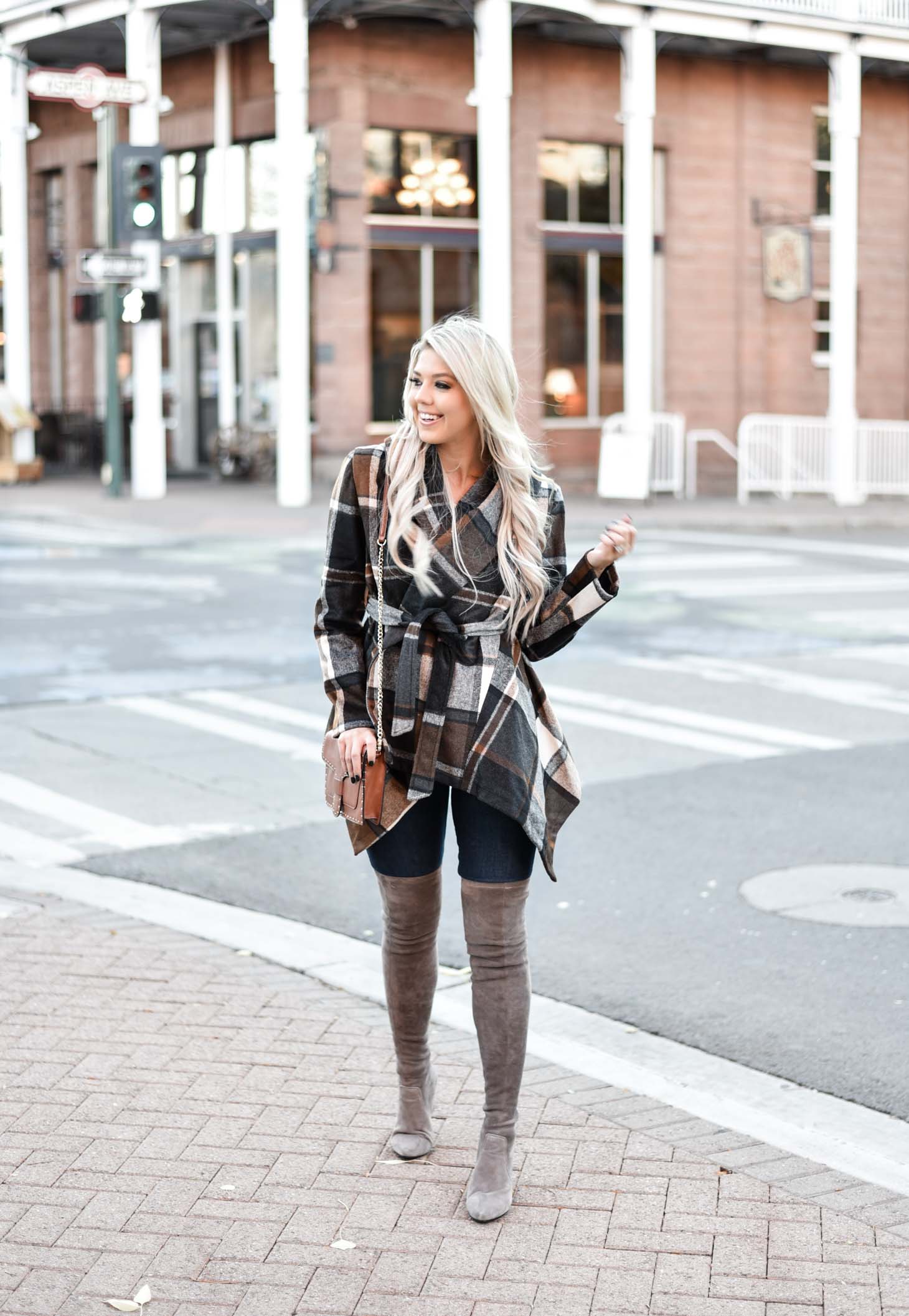 Erin Elizabeth of Wink and a Twirl shares the cutest plaid coat from Chicwish