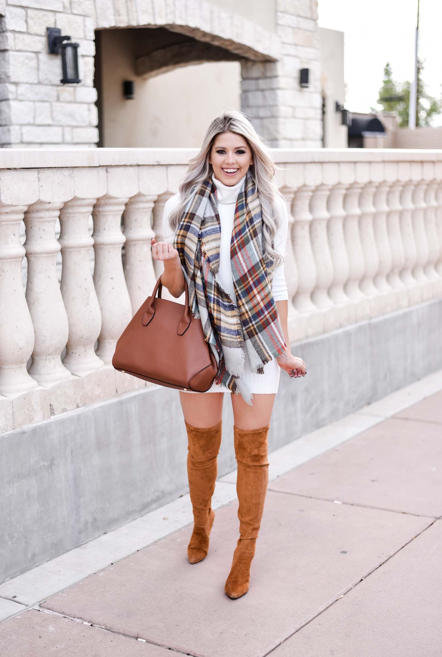 pink sweater dress outfit