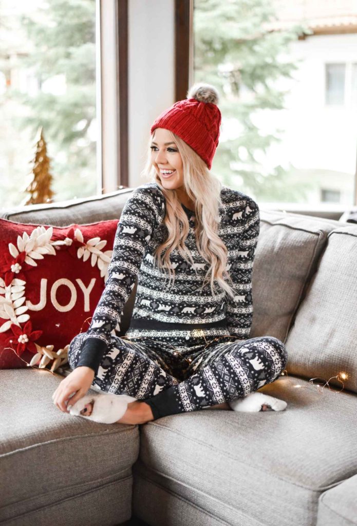 Erin Elizabeth of Wink and a Twirl shares her favorite sets of holiday pjs during her stay at Enzian Inn in Leavenworth, Washington