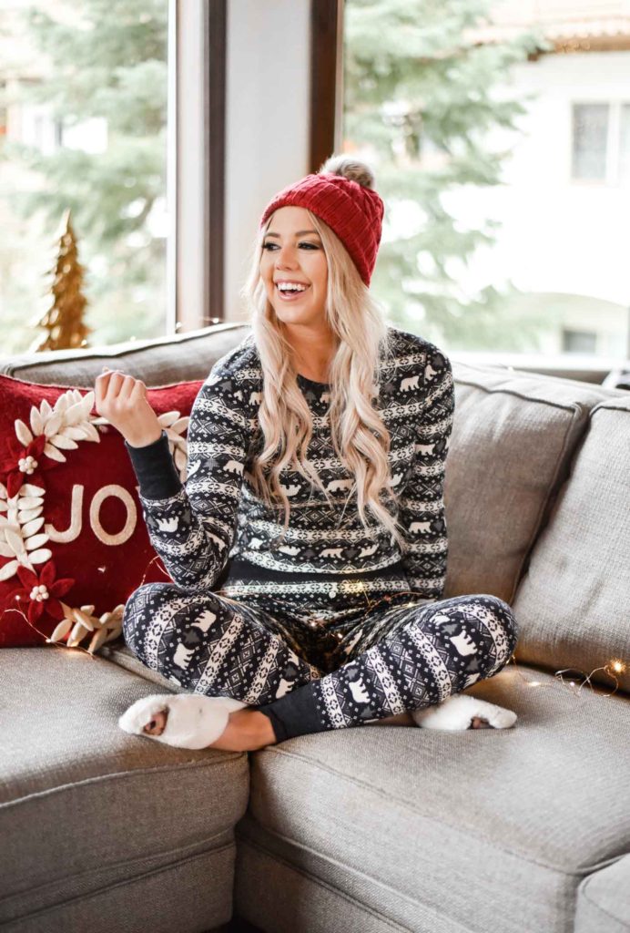 Erin Elizabeth of Wink and a Twirl shares her favorite sets of holiday pjs during her stay at Enzian Inn in Leavenworth, Washington