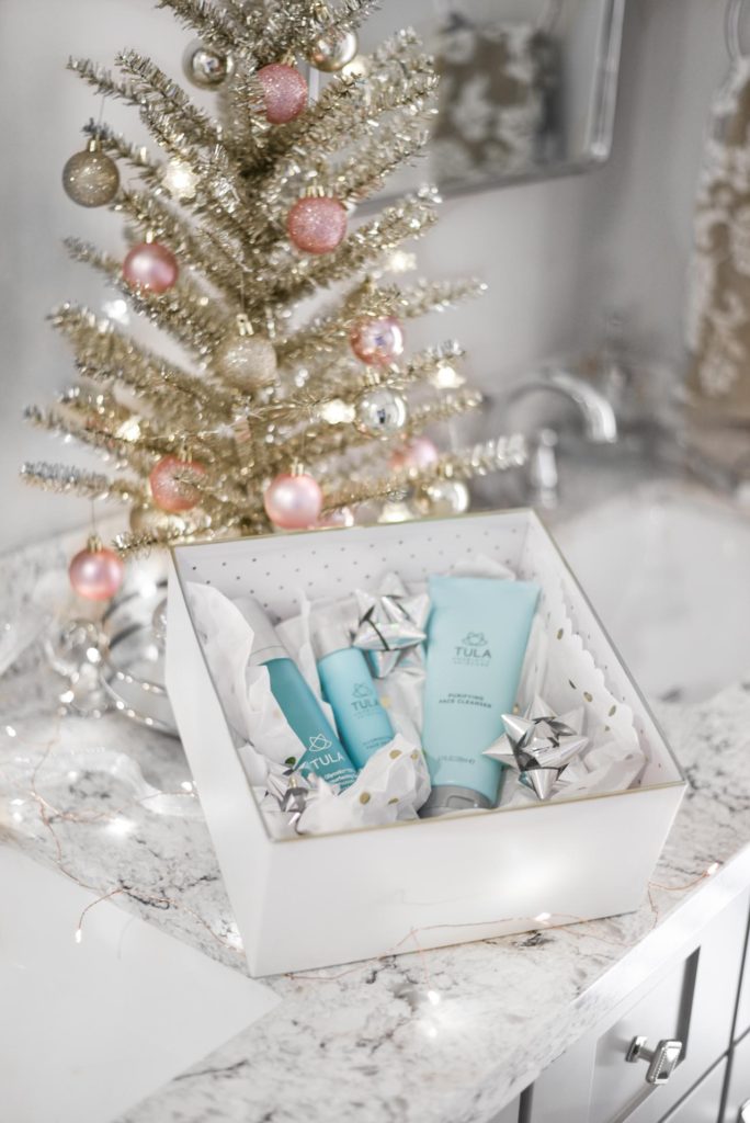 Erin Elizabeth of Wink and a Twirl shares her Tula skincare routine and holiday picks