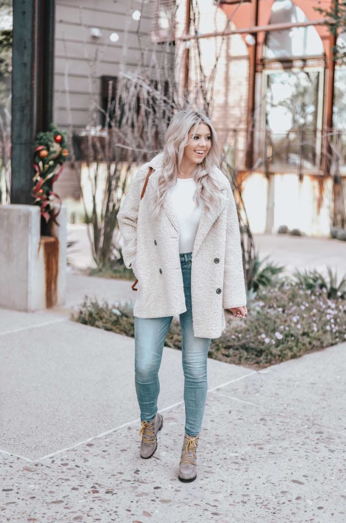 Erin Elizabeth of Wink and a Twirl shares the perfect winter teddy coat from Chicwish