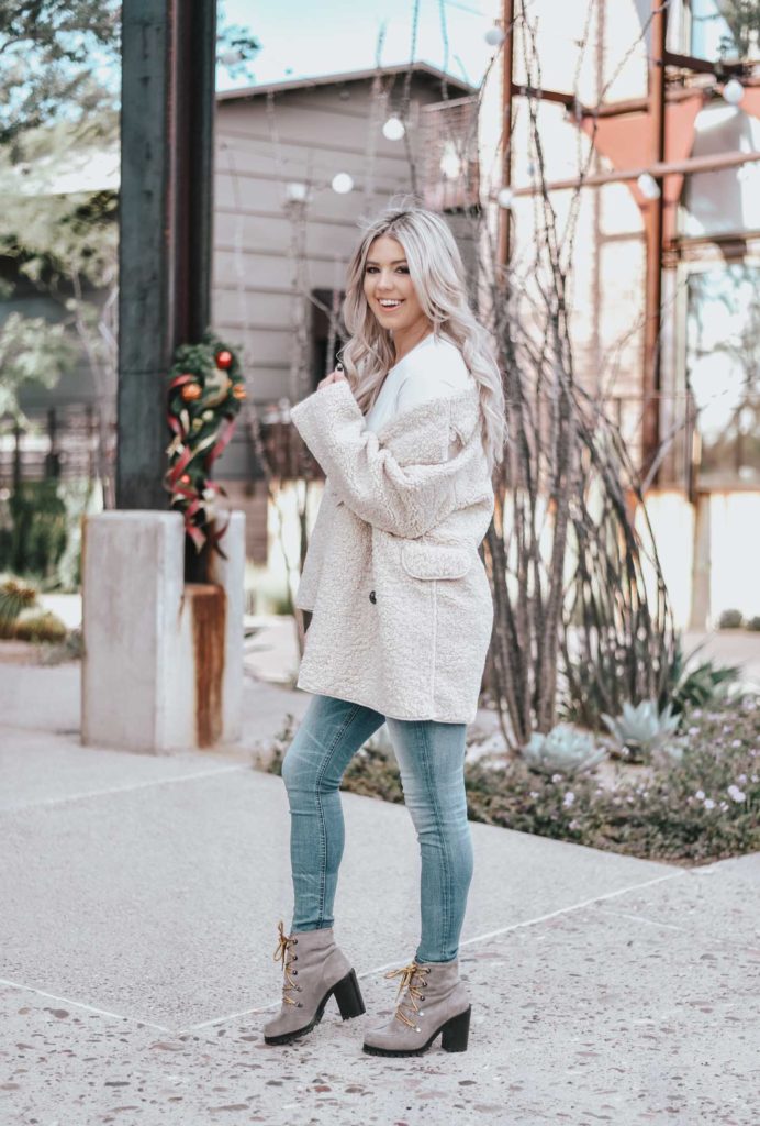 Erin Elizabeth of Wink and a Twirl shares the perfect winter teddy coat from Chicwish