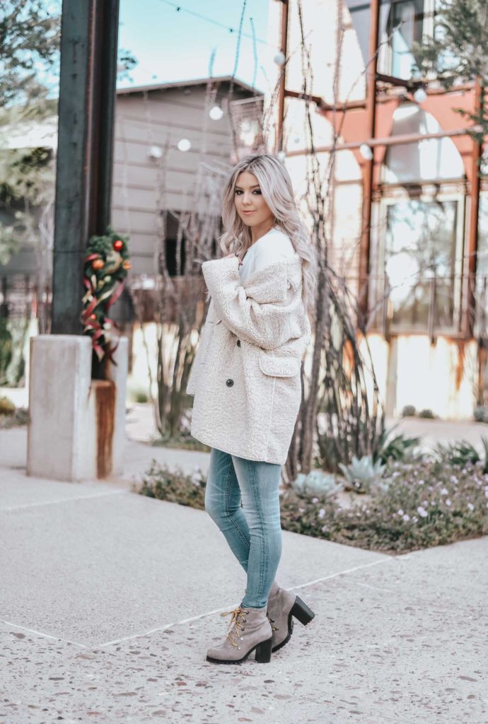 Erin Elizabeth of Wink and a Twirl shares the perfect winter teddy coat from Chicwish