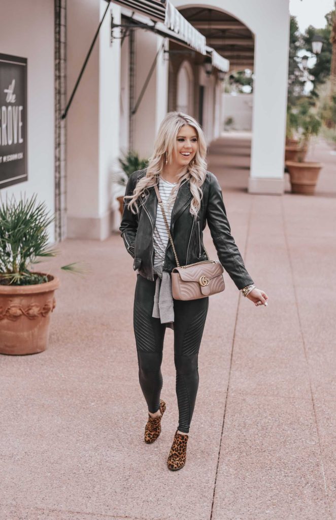 Erin Elizabeth of Wink and a Twirl shares the perfect leather leggings and jacket!