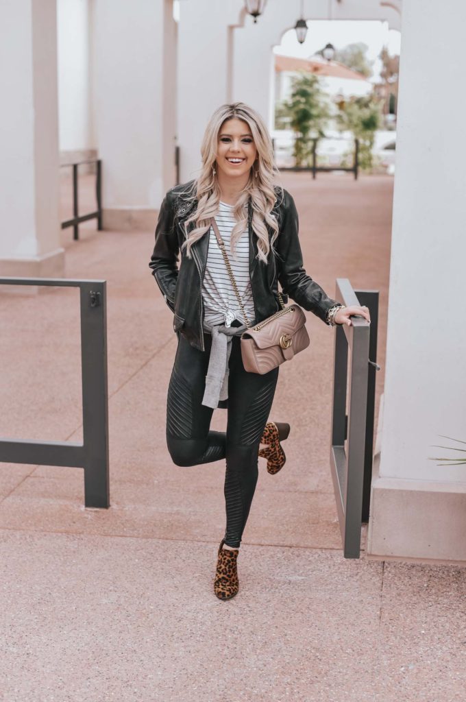 Erin Elizabeth of Wink and a Twirl shares the perfect leather leggings and jacket!