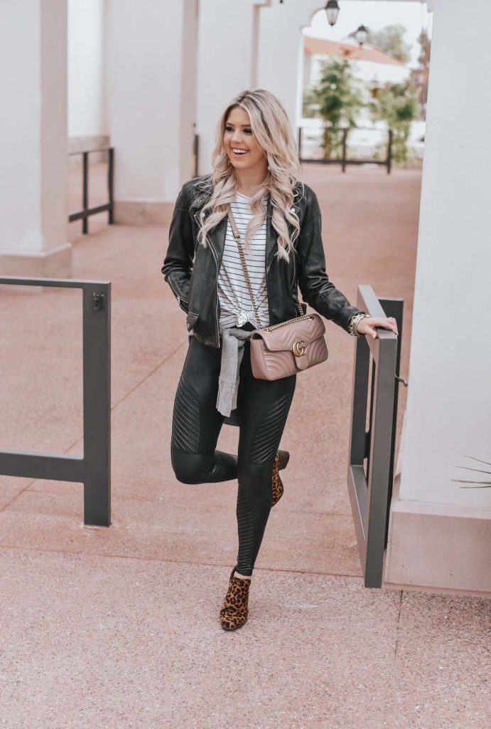 Erin Elizabeth of Wink and a Twirl shares the perfect leather leggings and jacket!