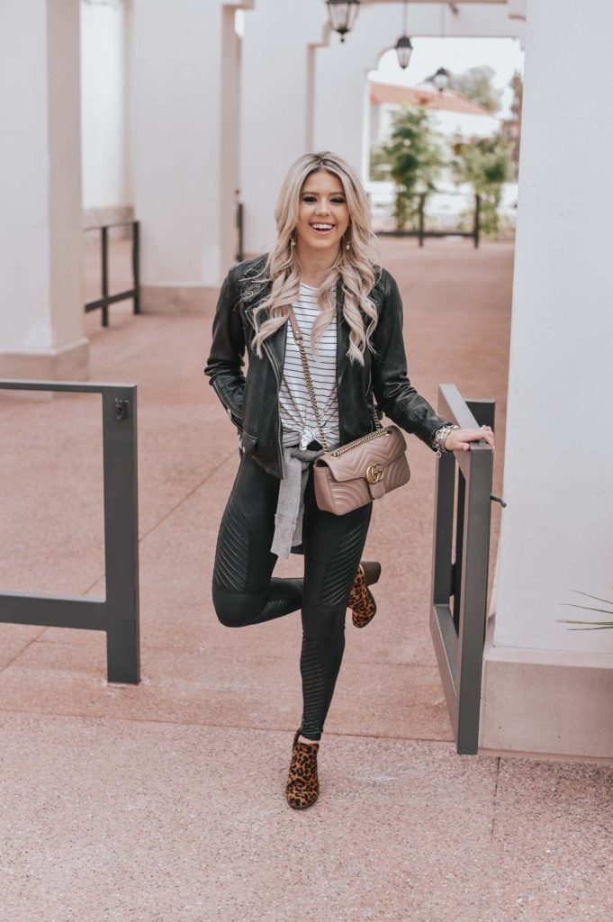 Erin Elizabeth of Wink and a Twirl shares the perfect leather leggings and jacket!