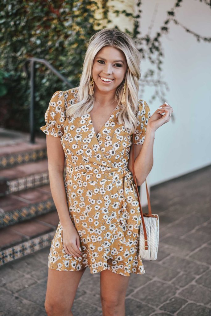 Erin Elizabeth of Wink and a Twirl shares the perfect Springtime dress and white booties from Lulus 