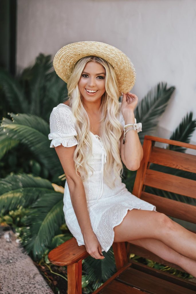 Erin Elizabeth of Wink and Twirl shares the perfect white eyelet dress from Lulus perfect for Spring and Summer!