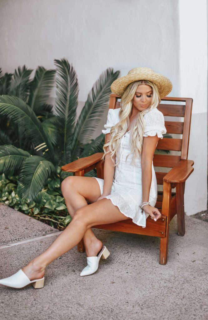 Erin Elizabeth of Wink and Twirl shares the perfect white eyelet dress from Lulus perfect for Spring and Summer!